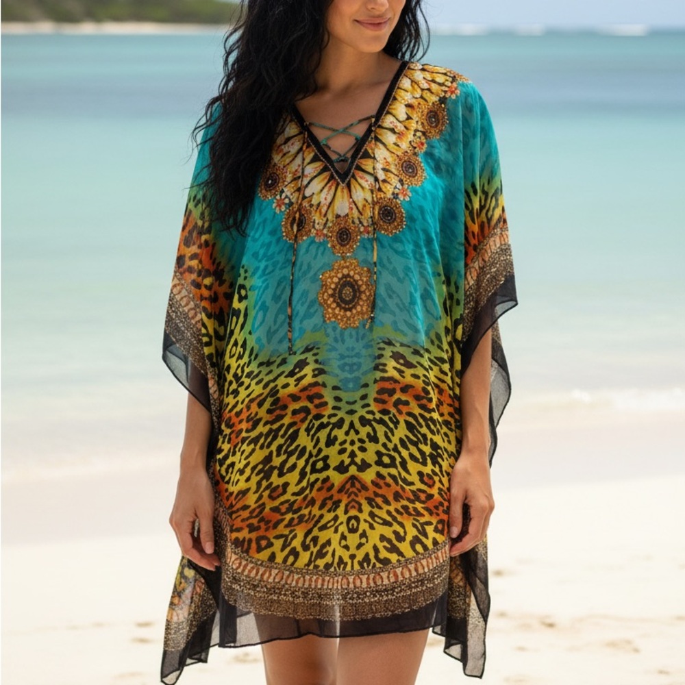 Colorful Animal Print swim cover up